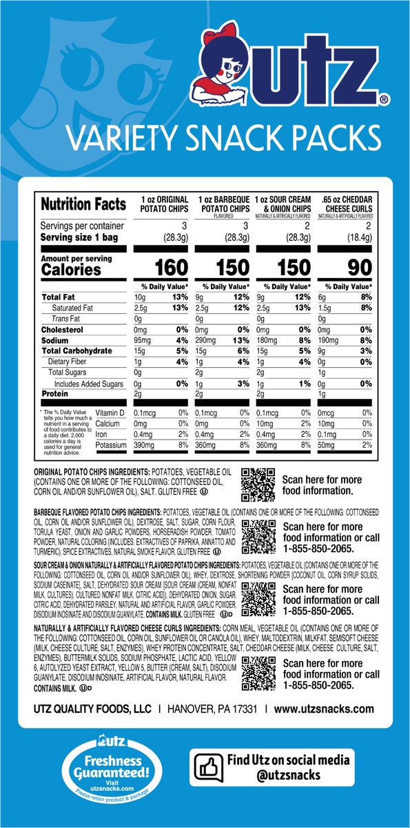 slide 8 of 12, Utz Variety Snack Pack 10 count box, 10 ct