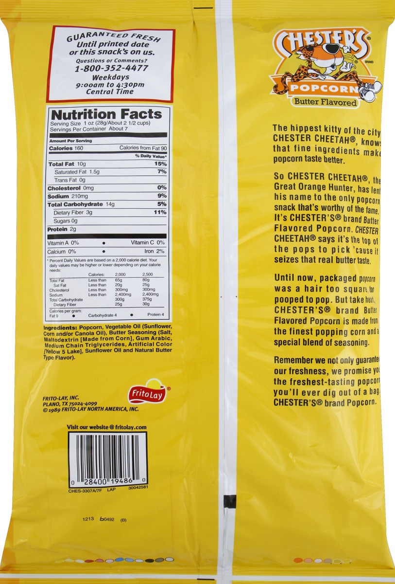 slide 6 of 6, Chester's Butter Popcorn 6.75 Ounce Plastic Bag, 6.75 oz