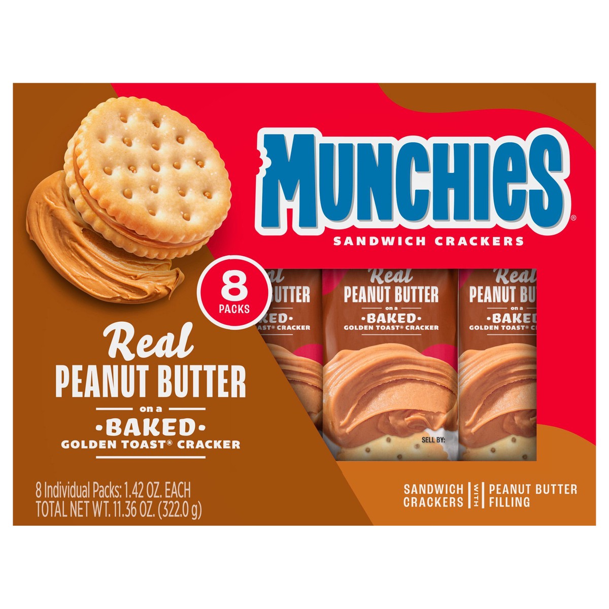 slide 1 of 2, Munchies Sandwich Crackers, 11.36 oz