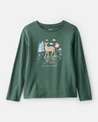 Carter&#x27;s Carters Girls Deer Long-Sleeve Graphic Tee - Green Green S