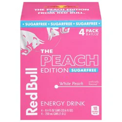 Red Bull The Peach Edition Sugarfree White Peach Energy Drink 4 - 8.4 fl oz Cans
