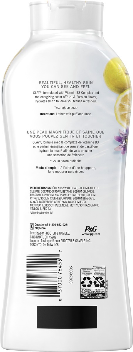 slide 4 of 8, Olay Fresh Outlast Yuzu & Passion Flower Body Wash 650 ml, 22 fl oz