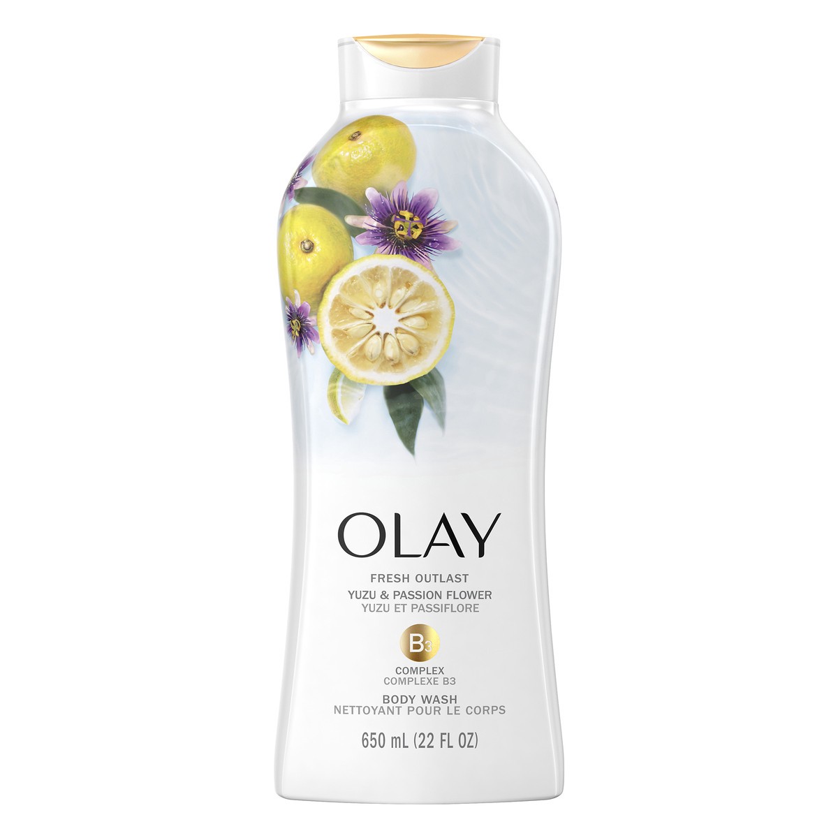 slide 6 of 8, Olay Fresh Outlast Yuzu & Passion Flower Body Wash 650 ml, 22 fl oz