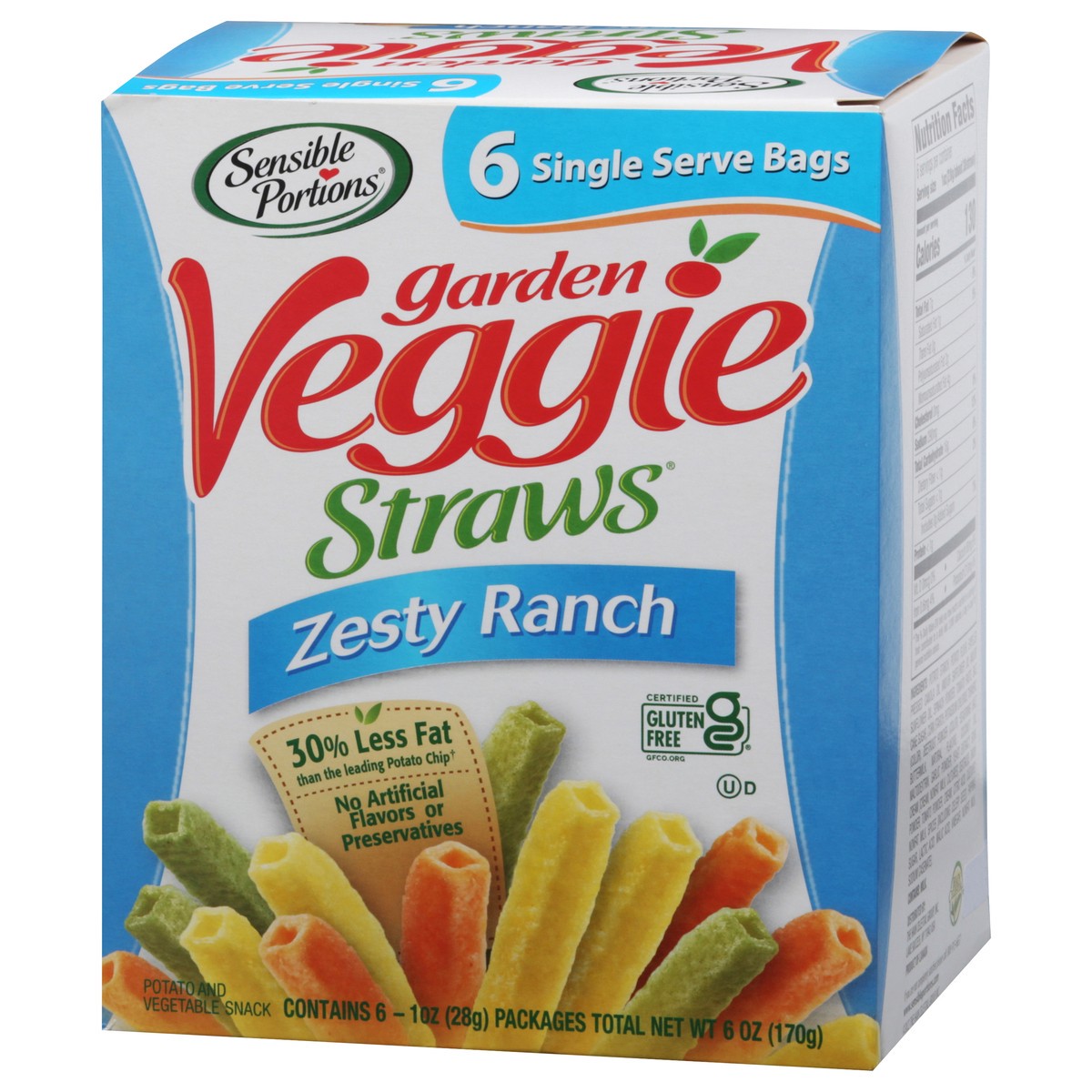 slide 4 of 11, Sensible Portions Garden Veggie Straws Zesty Ranch Vegetable and Potato Snack 6 - 1 oz Bags, 6 ct