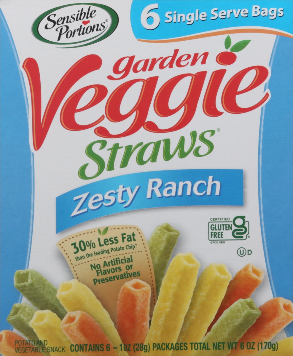 slide 3 of 11, Sensible Portions Garden Veggie Straws Zesty Ranch Vegetable and Potato Snack 6 - 1 oz Bags, 6 ct