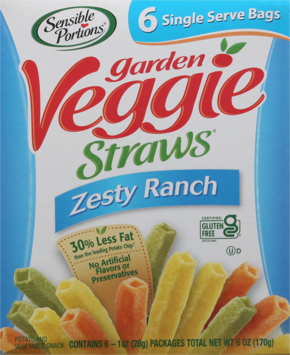 slide 7 of 11, Sensible Portions Garden Veggie Straws Zesty Ranch Vegetable and Potato Snack 6 - 1 oz Bags, 6 ct