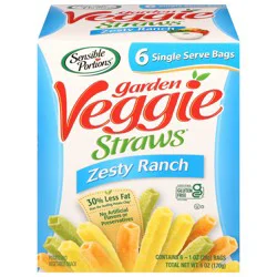 Sensible Portions Garden Veggie Straws Zesty Ranch Vegetable and Potato Snack 6 - 1 oz Bags