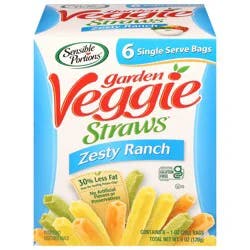 Sensible Portions Garden Veggie Straws Zesty Ranch Vegetable and Potato Snack 6 - 1 oz Bags