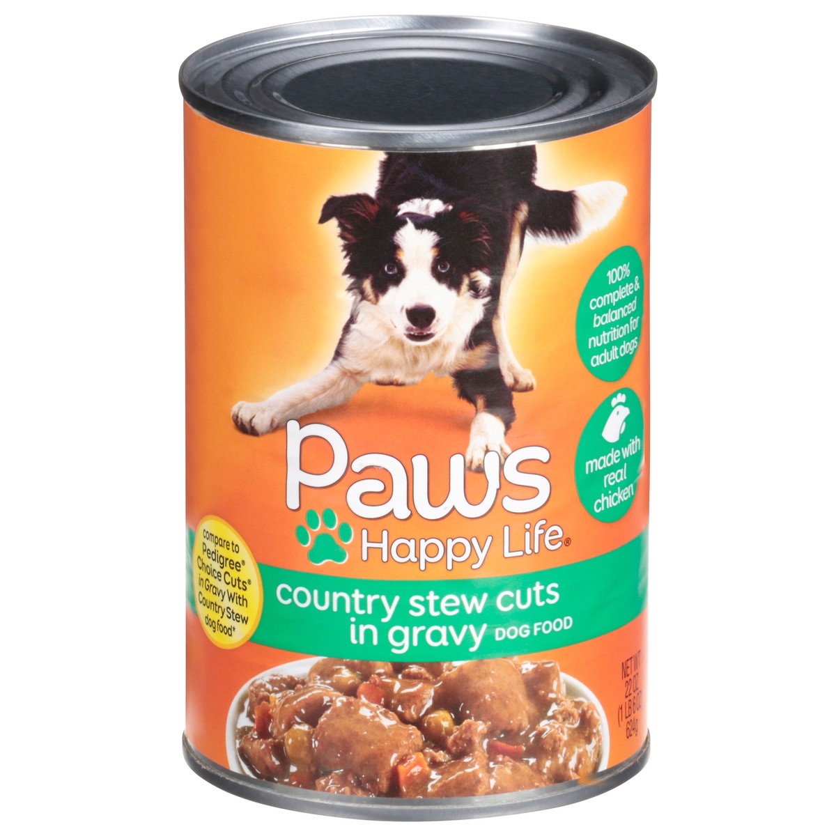 slide 5 of 17, Paws Happy Life Country Stew Cuts in Gravy Dog Food 22 oz, 22 oz