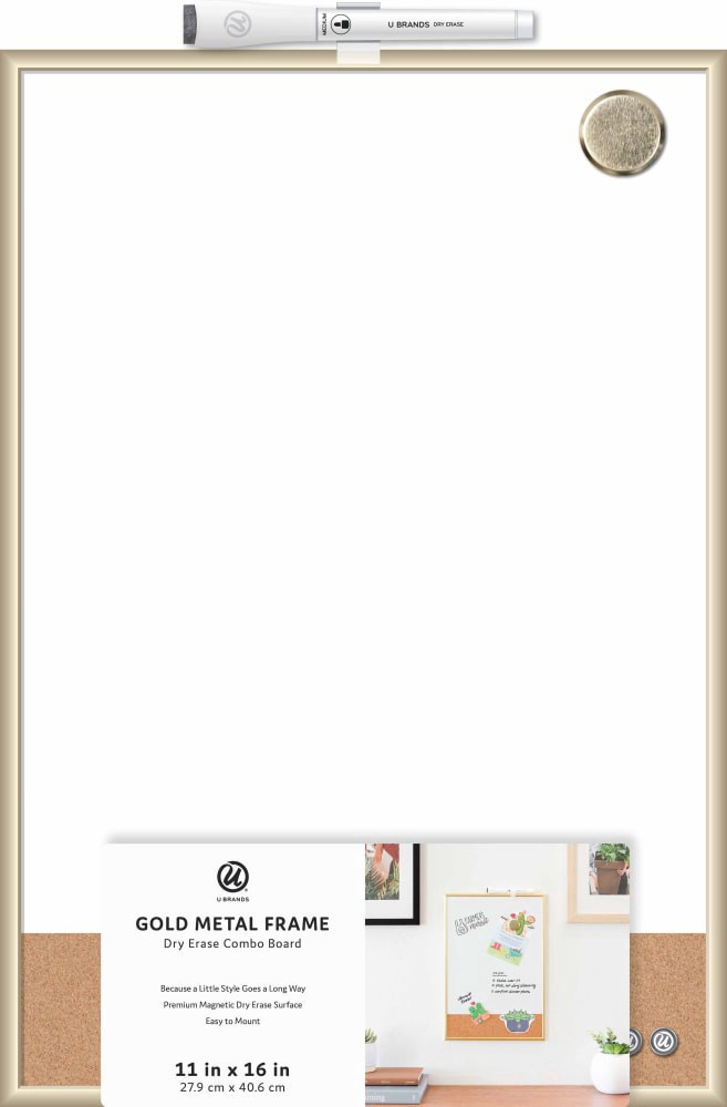 slide 1 of 1, U Brands Gold Frame Dry Erase Board, 1 ct