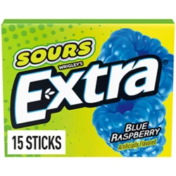 Extra Sours Blue Raspberry Sugar Free Chewing Gum - 15 Stick Pack
