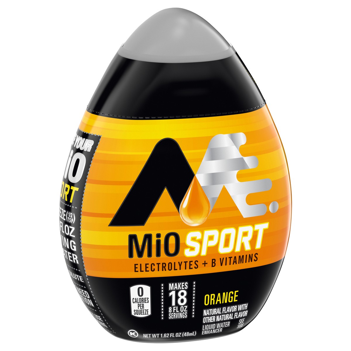 slide 4 of 9, MiO Sport Orange Naturally Flavored Liquid Water Enhancer with Electrolytes & B Vitamins, 1.62 fl oz Bottle, 1.62 fl oz