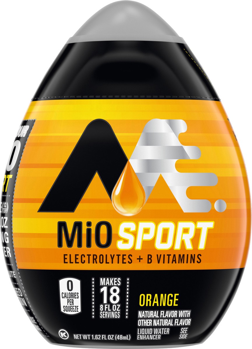 slide 9 of 9, MiO Sport Orange Naturally Flavored Liquid Water Enhancer with Electrolytes & B Vitamins, 1.62 fl oz Bottle, 1.62 fl oz