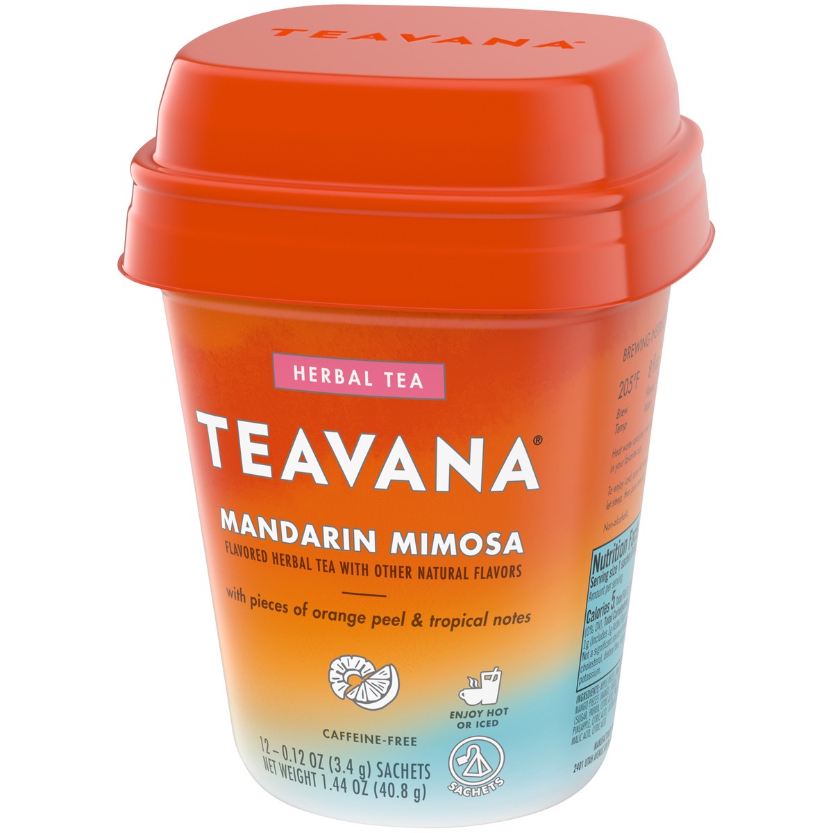 slide 3 of 9, Teavana Mandarin Mimosa, Herbal Tea With Orange Peel & Tropical Notes, Caffeine Free (1 Pack, 12 Sachets Total), 1.4 oz