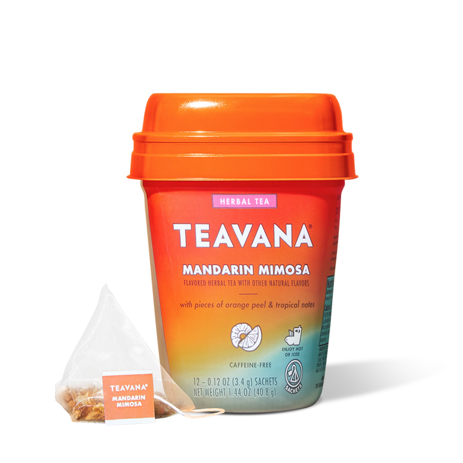slide 1 of 9, Teavana Mandarin Mimosa, Herbal Tea With Orange Peel & Tropical Notes, Caffeine Free (1 Pack, 12 Sachets Total), 1.4 oz
