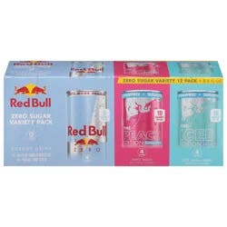Red Bull Zero Sugar Zero/White Peach/Iced Vanilla Berry Energy Drink Variety Pack 12 - 8.4 fl oz Cans