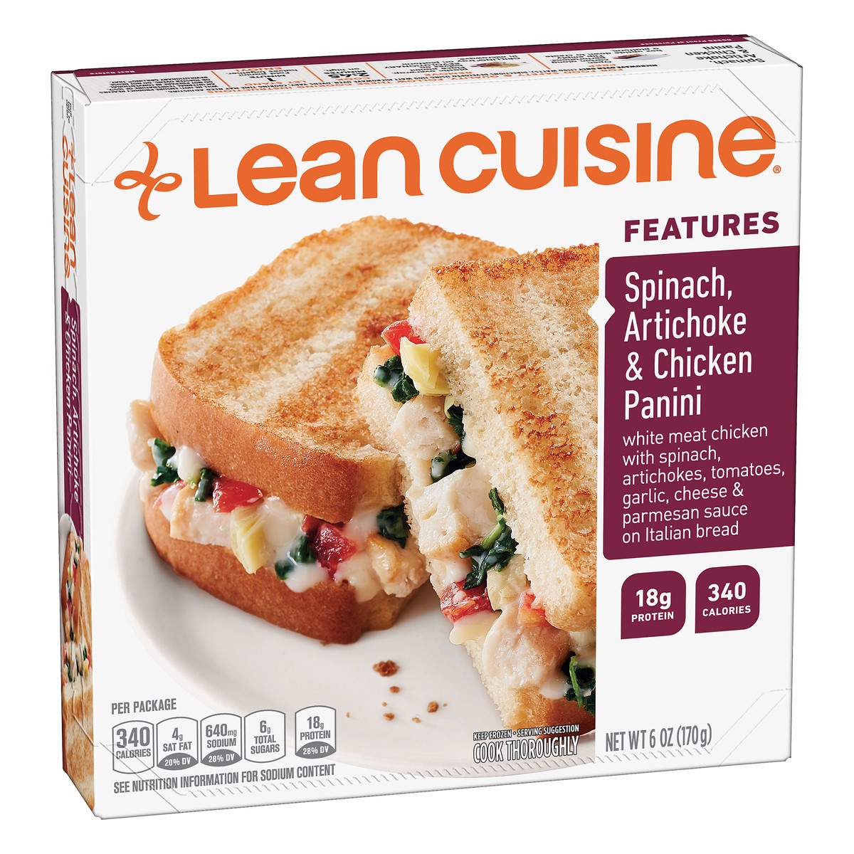 slide 2 of 10, Lean Cuisine Spinach, Artichoke & Chicken Panini, 6 oz