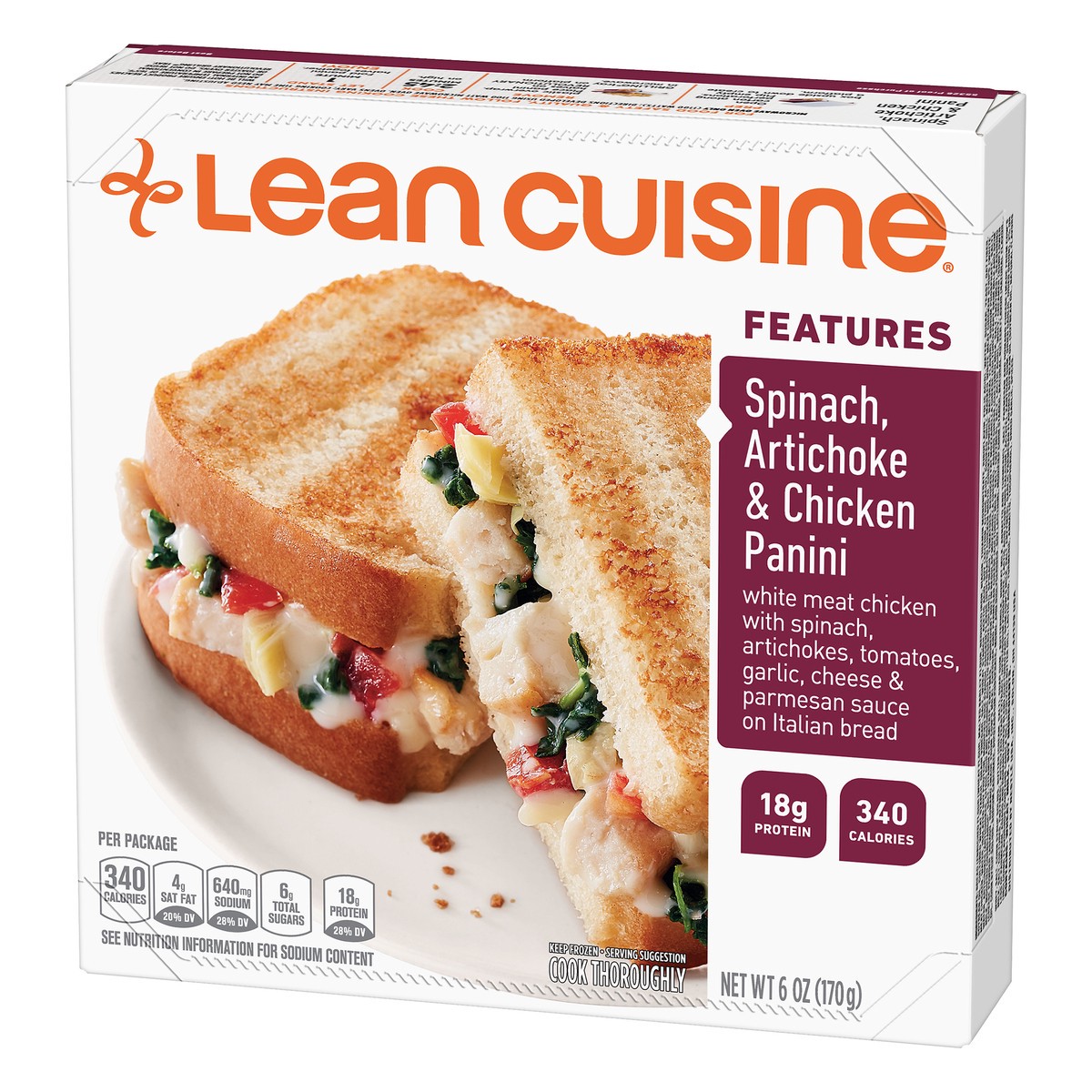 slide 3 of 10, Lean Cuisine Spinach, Artichoke & Chicken Panini, 6 oz