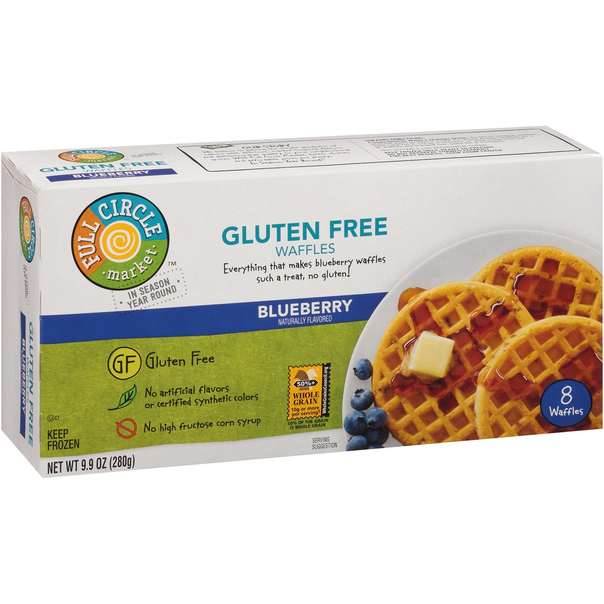 slide 3 of 13, Full Circle Market Blueberry Gluten Free Waffles, 8 ct; 9.9 oz