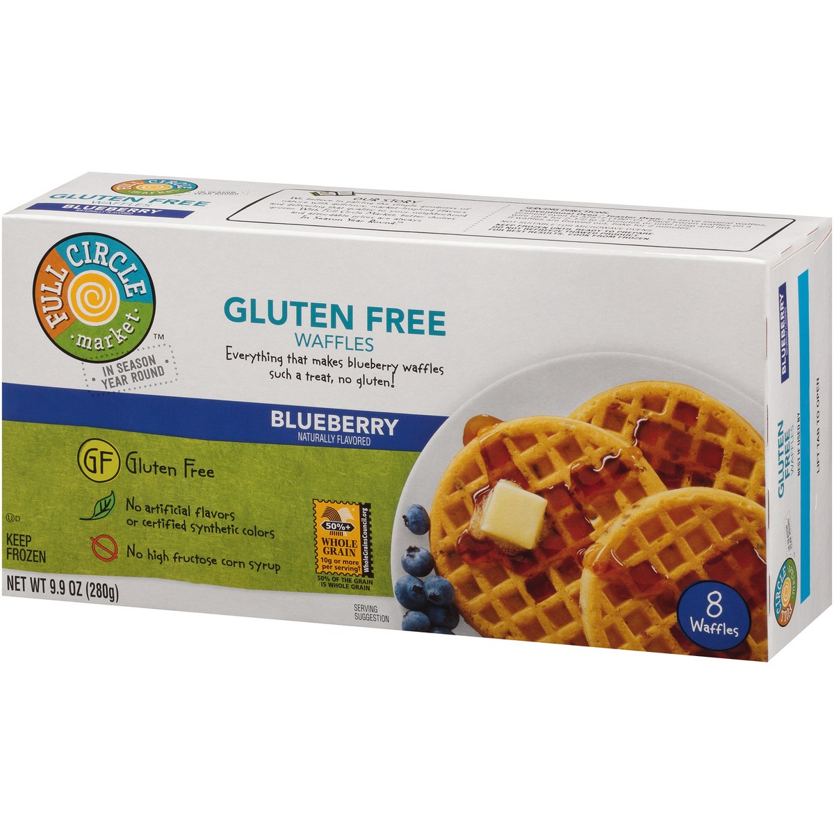 slide 4 of 13, Full Circle Market Blueberry Gluten Free Waffles, 8 ct; 9.9 oz