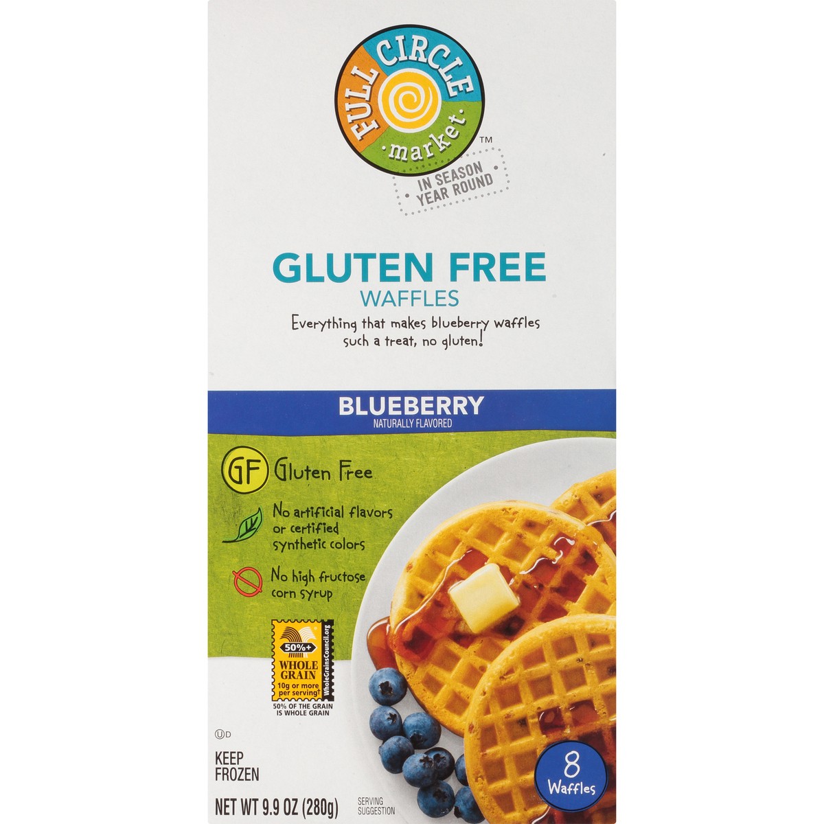 slide 8 of 13, Full Circle Market Blueberry Gluten Free Waffles, 8 ct; 9.9 oz