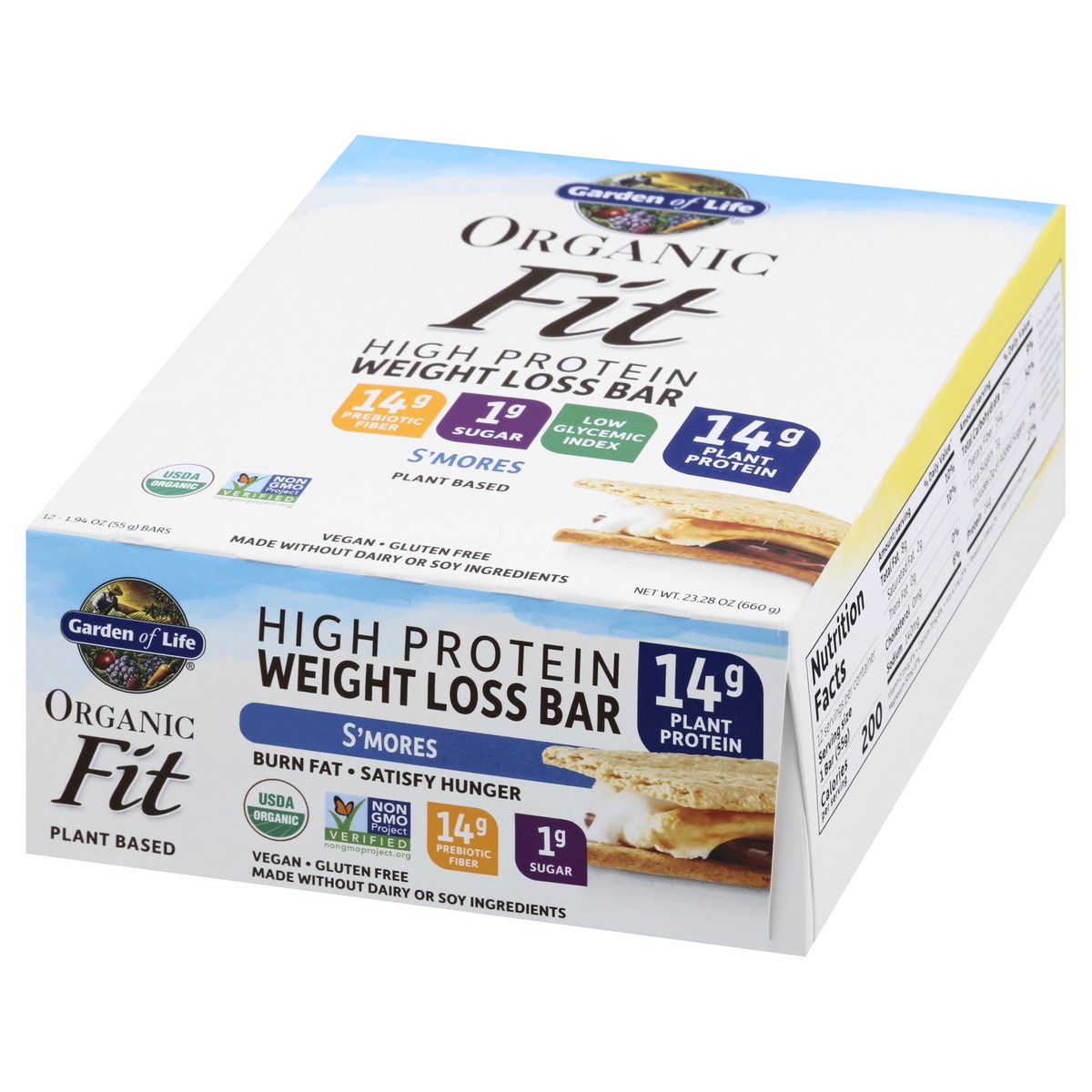 slide 2 of 12, Garden of Life Organic Fit High Protein S'mores Weight Loss Bars 12 ea, 12 ct
