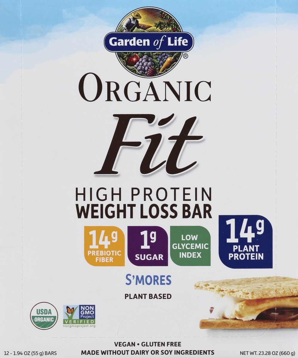 slide 6 of 12, Garden of Life Organic Fit High Protein S'mores Weight Loss Bars 12 ea, 12 ct