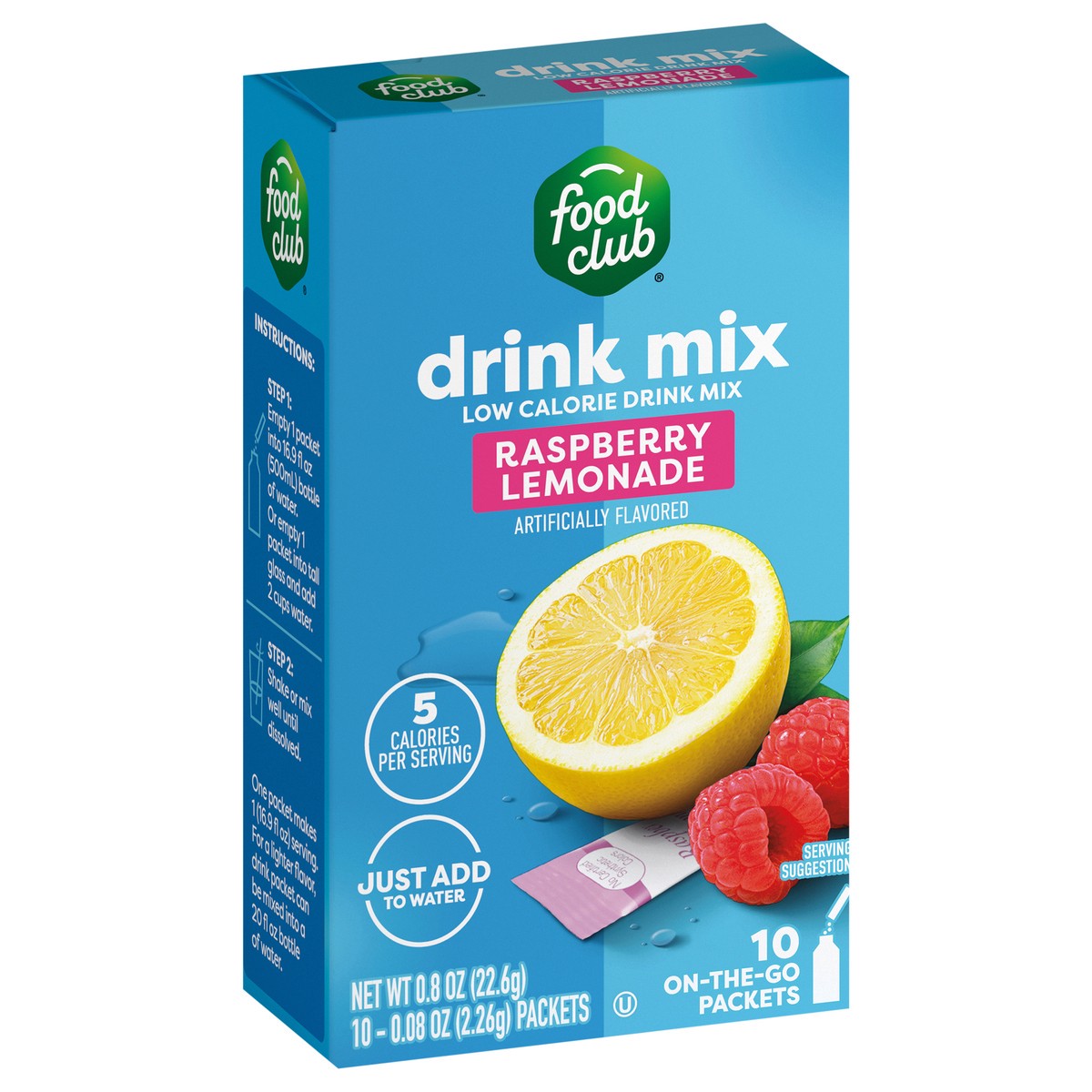 slide 7 of 12, Food Club Low Calorie Raspberry Lemonade Drink Mix 10 - 0.08 oz Packets, 10 ct