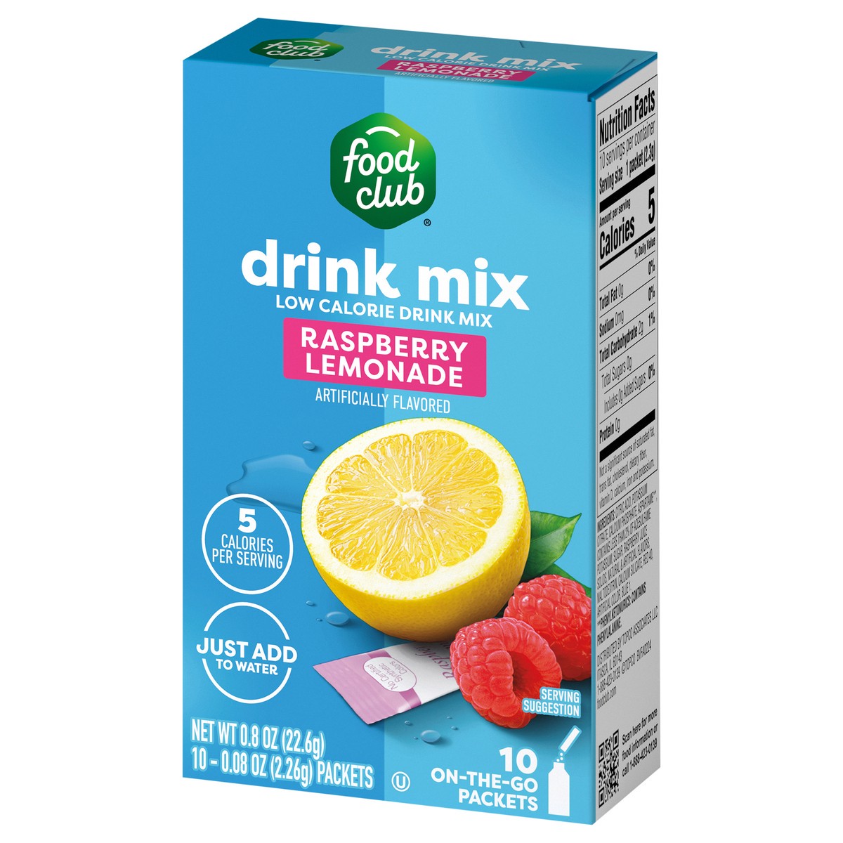 slide 2 of 12, Food Club Low Calorie Raspberry Lemonade Drink Mix 10 - 0.08 oz Packets, 10 ct