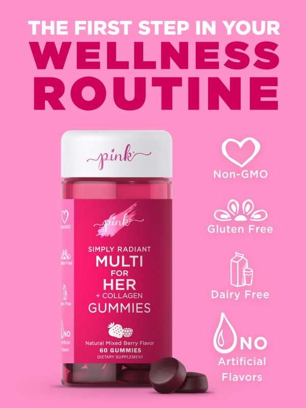 slide 7 of 13, Pink Simply Radiant MULTI for HER 60 Gummies, 60 ct