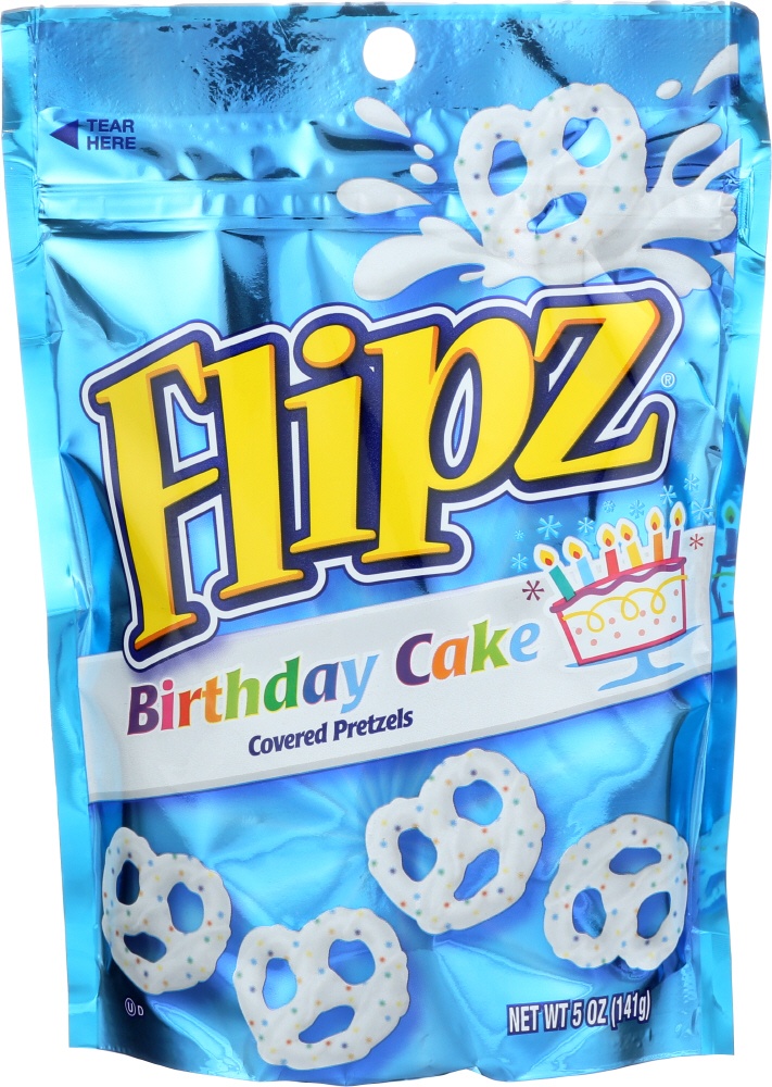 slide 1 of 1, Flipz Birthday Cake Covered Pretzels, 5 oz