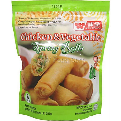 slide 1 of 1, Wei-Chuan Chicken & Vegetable Spring Rolls, 10 oz