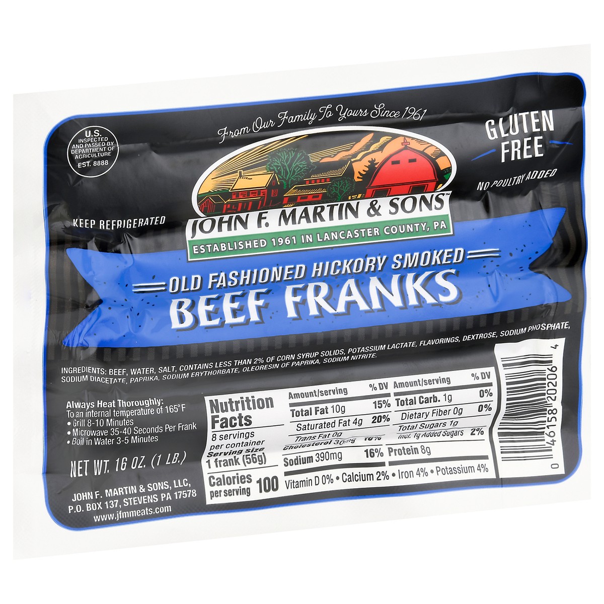 slide 5 of 9, John F. Martin & Sons Old Fashioned Hickory Smoked Beef Franks 16 oz, 16 oz