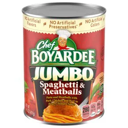 Chef Boyardee Jumbo Spaghetti and Meatballs in Hearty Tomato Sauce, Ready-to-Eat Meal, 14.5 oz. Can