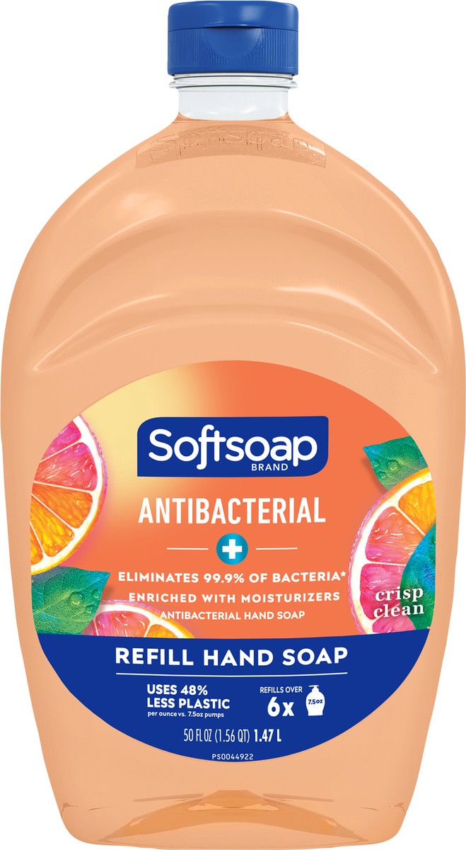 slide 6 of 8, Softsoap Antibacterial Liquid Hand Soap Refill, Crisp Clean - 50 Fluid Ounce, 50 fl oz