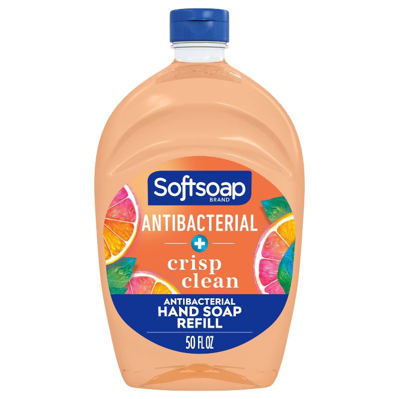 slide 1 of 8, Softsoap Antibacterial Liquid Hand Soap Refill, Crisp Clean - 50 Fluid Ounce, 50 fl oz