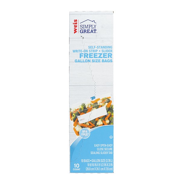 slide 1 of 1, Weis Quality Slider Freezer Bags, 10 ct; 1 gal