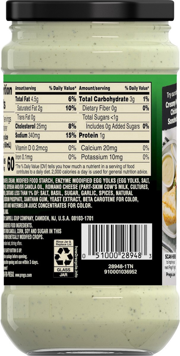 slide 7 of 13, Prego Creamy Basil Pesto Pasta Sauce, 14.5 oz Jar, 14.5 oz