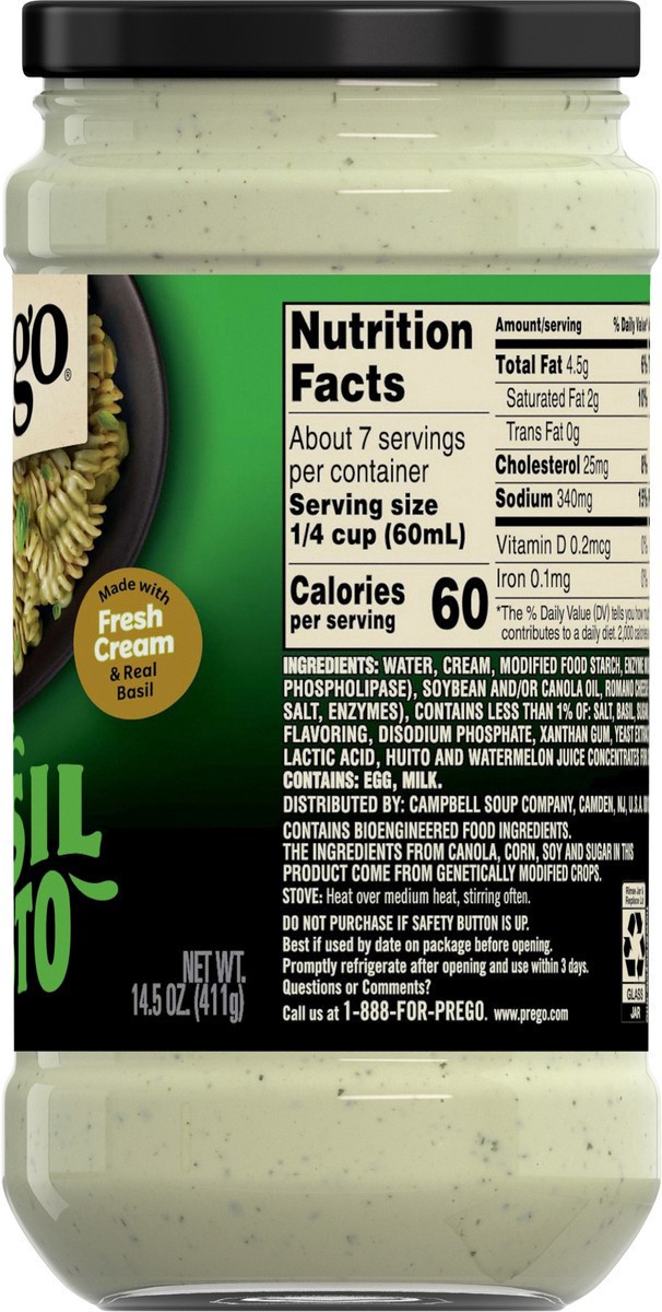 slide 9 of 13, Prego Creamy Basil Pesto Pasta Sauce, 14.5 oz Jar, 14.5 oz