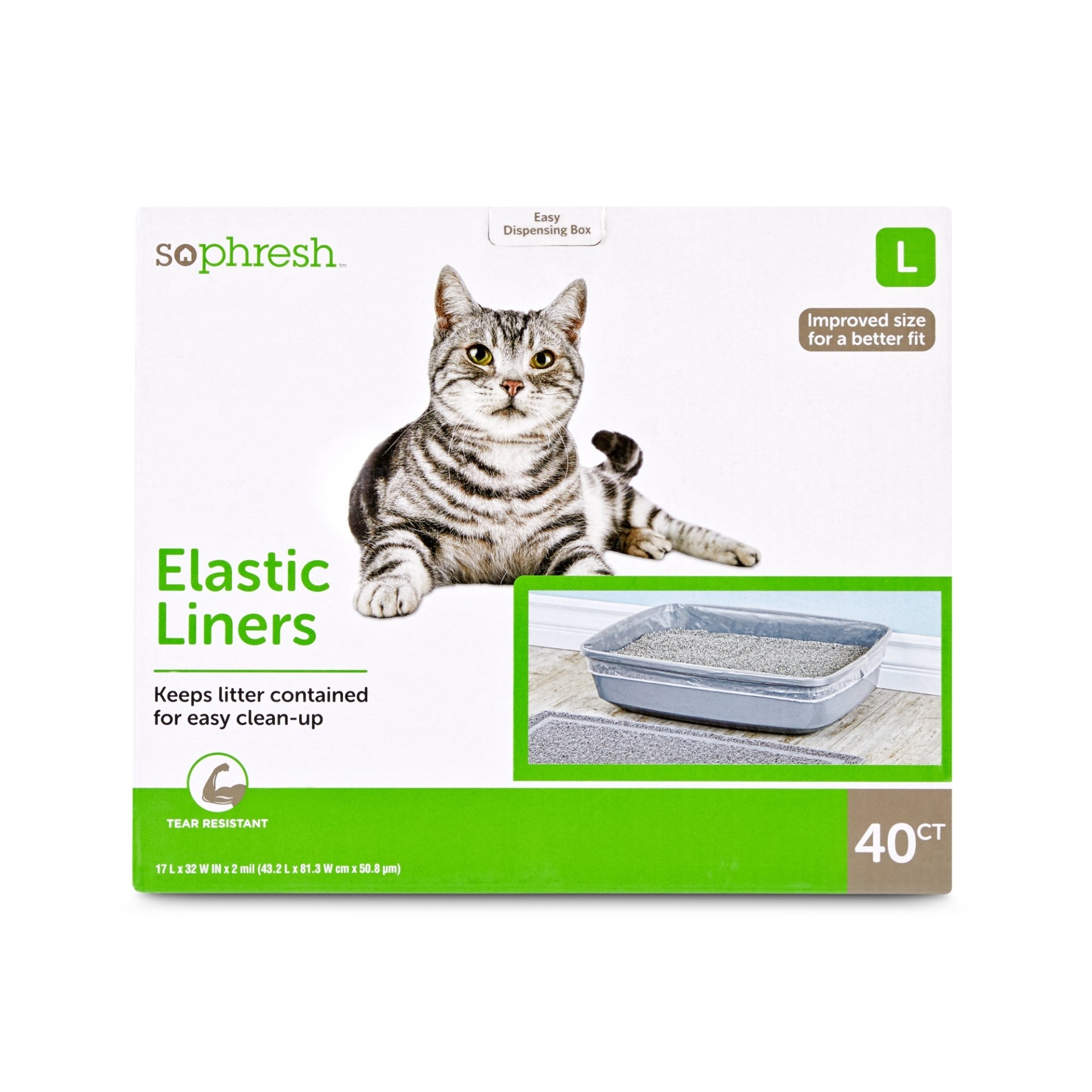 slide 1 of 1, So Phresh Elastic Cat Litter Pan Liners, LG