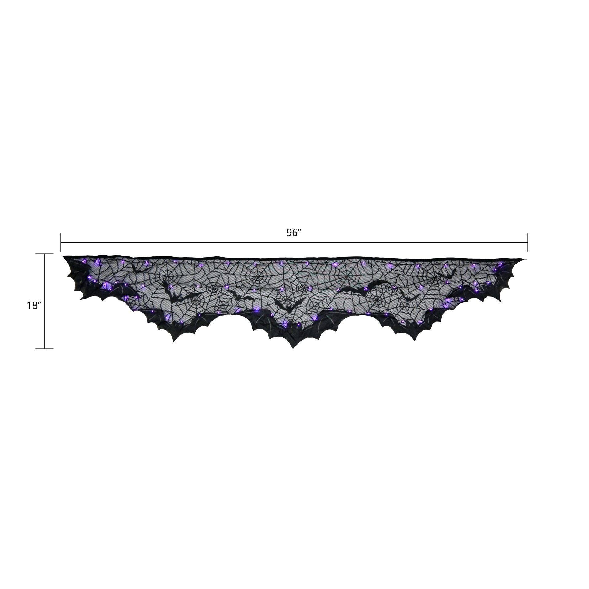 slide 5 of 5, 96" Black Bat Led Lighted Mantel Scarf By Ashland, 96 in