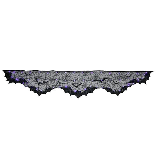 slide 1 of 5, 96" Black Bat Led Lighted Mantel Scarf By Ashland, 96 in