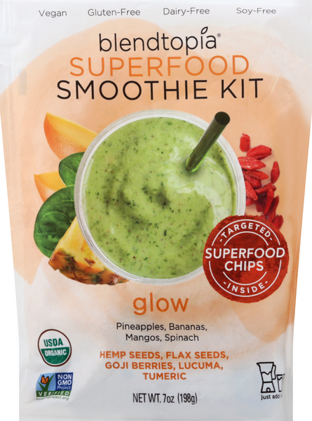 slide 1 of 1, Blendtopia Glow Superfood Smoothie Kit, 7 oz