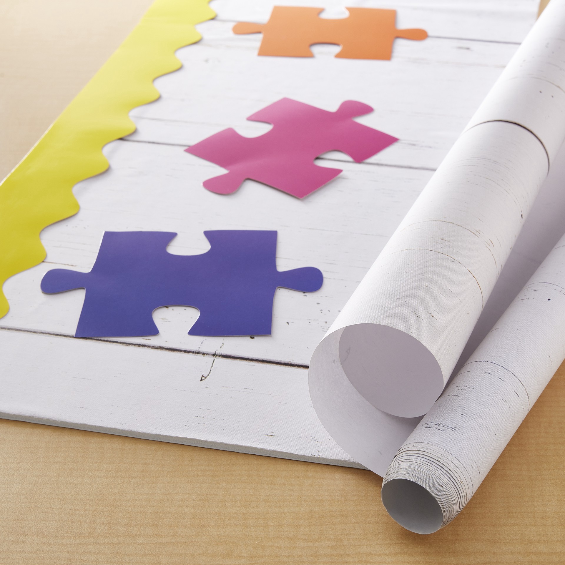 slide 2 of 4, Pacon Fadeless White Shiplap Bulletin Board Art Paper, 48 in x 12 ft