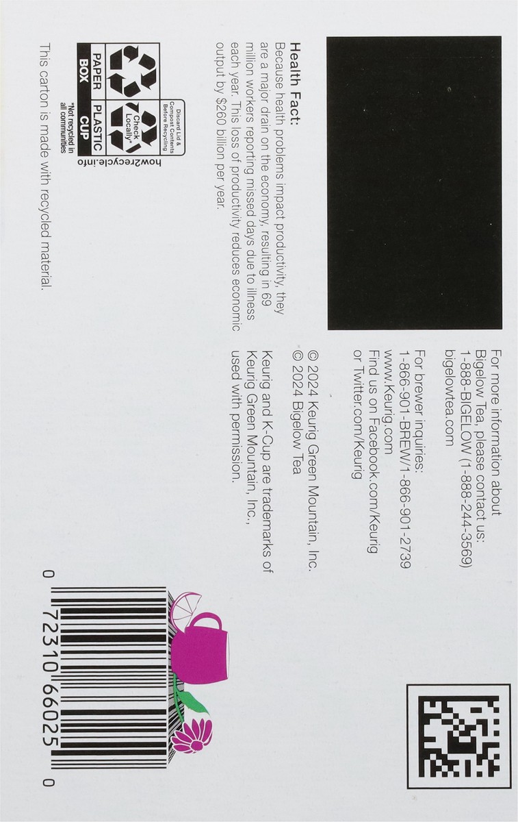 slide 7 of 14, Bigelow Benefits Caffeine Free Stay Well Lemon & Echinacea Herbal Tea 10 K-Cup Pods, 10 ct