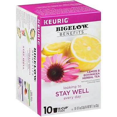 slide 1 of 1, Bigelow Benefits Lemon & Echinacea Herbal Tea Single ServeK Cups, 10 ct