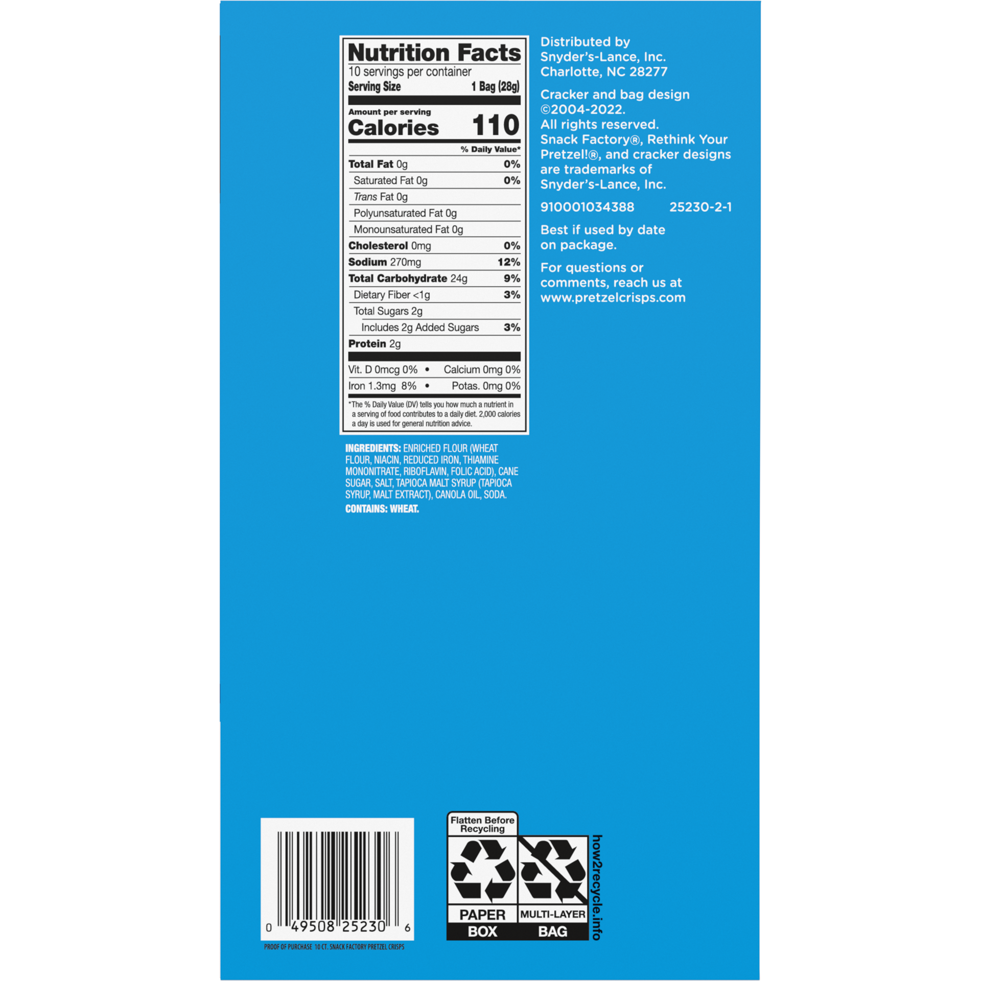 slide 5 of 5, Snack Factory Pretzel Crisps, Original, 1 Oz Snack Bags, 10 Ct, 10 oz