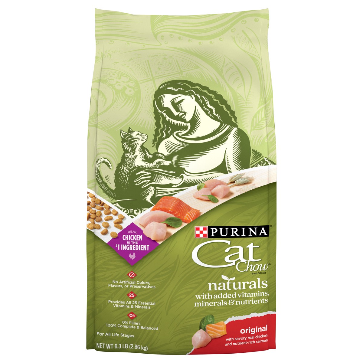 slide 1 of 9, Cat Chow Purina Cat Chow Naturals With Added Vitamins, Minerals and Nutrients Dry Cat Food, Naturals Original - 6.3 lb. Bag, 6.3 lb