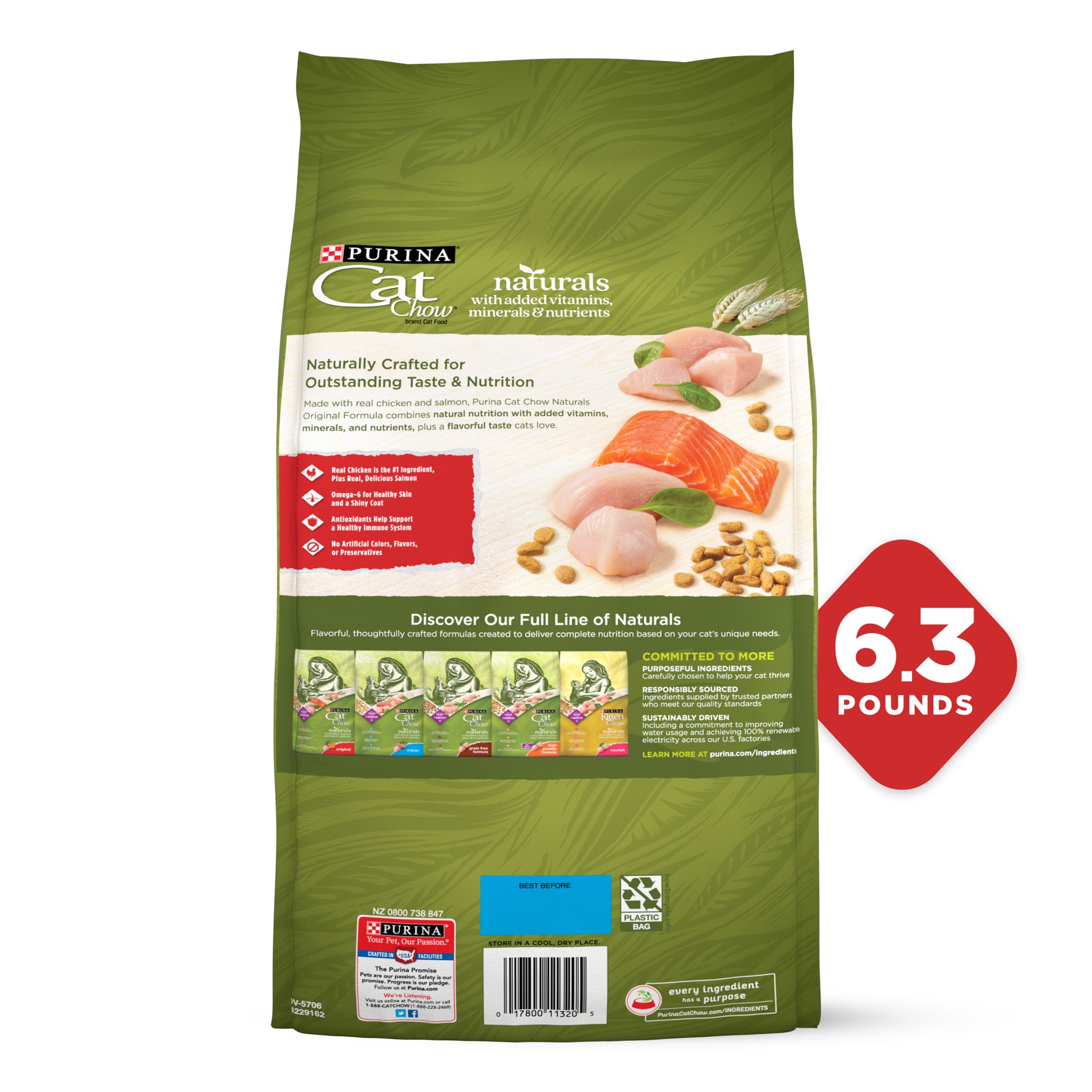 slide 5 of 9, Cat Chow Purina Cat Chow Naturals With Added Vitamins, Minerals and Nutrients Dry Cat Food, Naturals Original, 6.3 lb