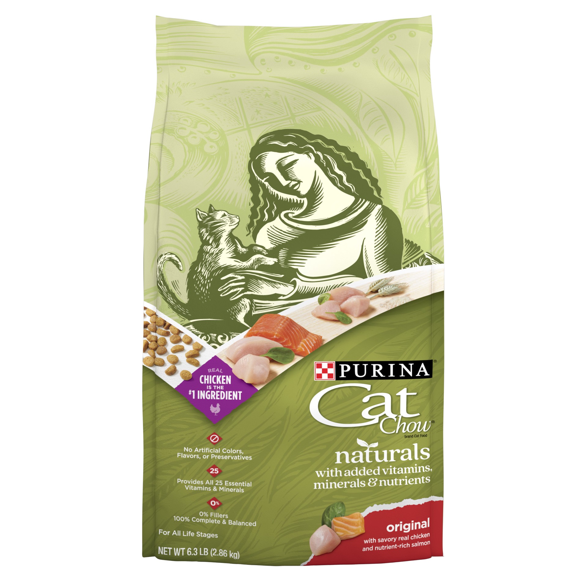 slide 1 of 9, Cat Chow Purina Cat Chow Naturals With Added Vitamins, Minerals and Nutrients Dry Cat Food, Naturals Original, 6.3 lb